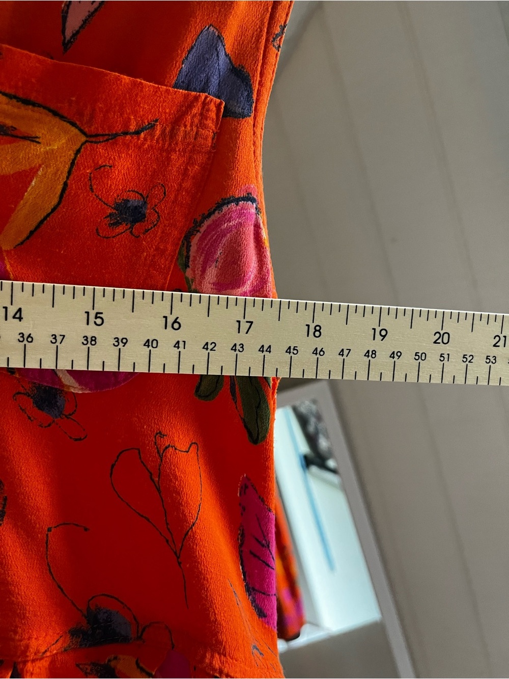 Vintage Orange Floral-Print Button Up Dress - Picture 6 of 7
